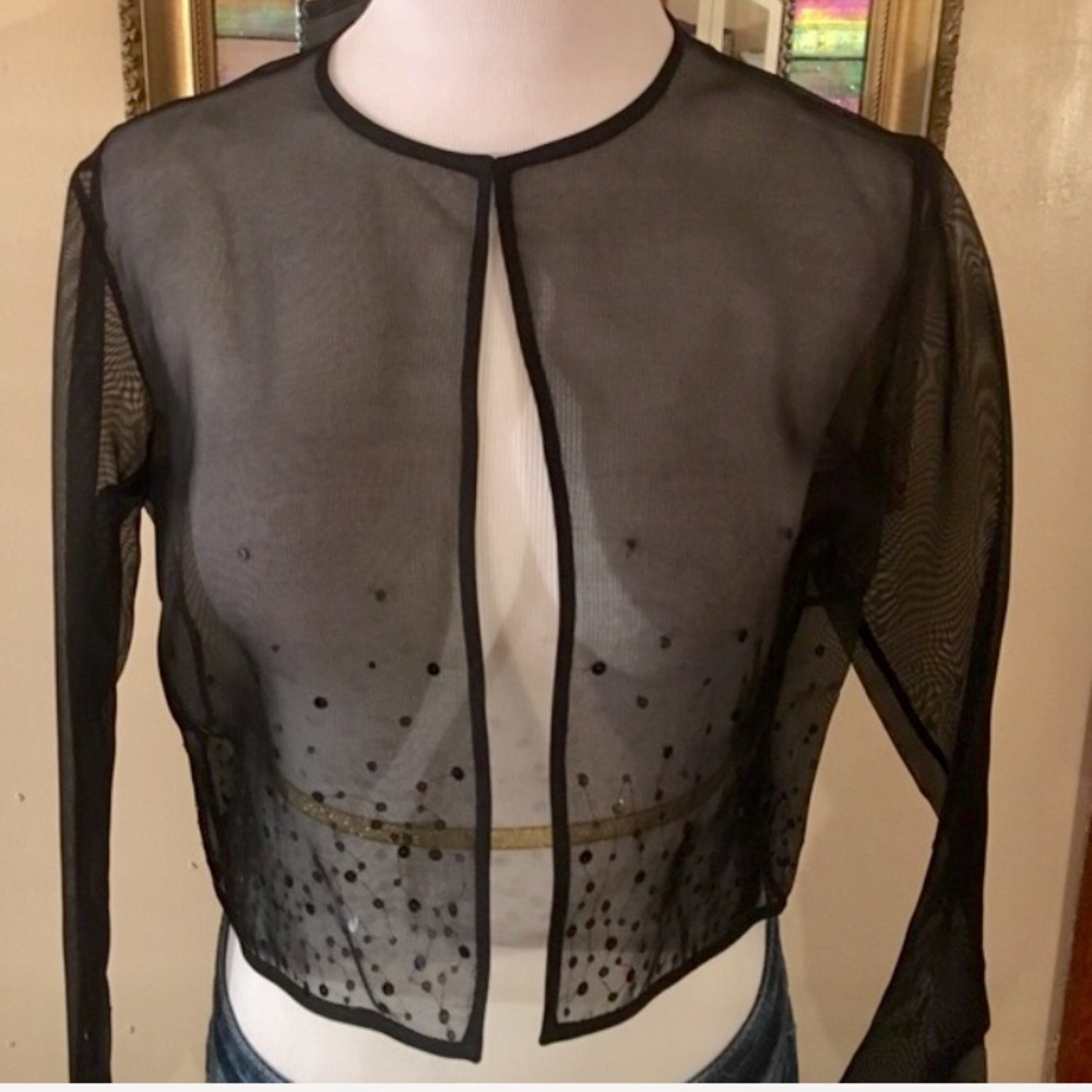 Tahari sheer cropped jacket